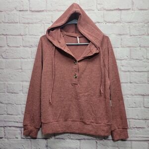 NEW‎ 3rd + Malt Casual Knit Hooded Sweater Womens M Soft Stretch Travel Cozy